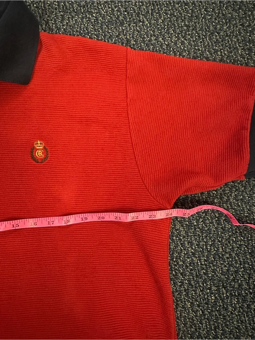Vintage Chaps Red Polo Shirt with Black Trim - Mens Large